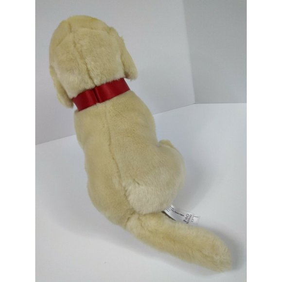 GOLDEN LABRADOR PUPPY Red Collar 10" Yellow Dog Stuffed Plush Animal FAO Schwarz - Picture 4 of 9